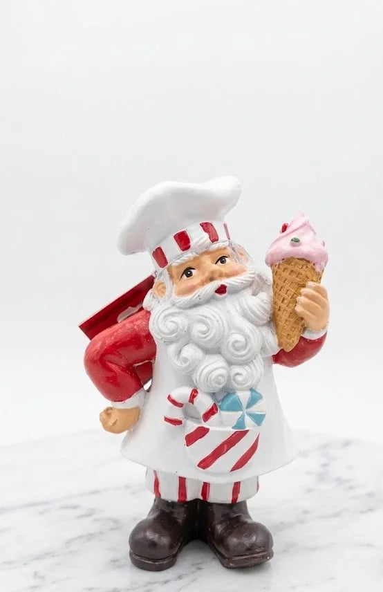 Statuina Babbo Natale Chef in Resina con Gelato - Punto Casa