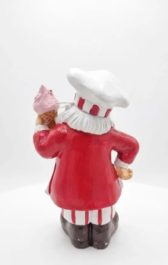 Statuina Babbo Natale Chef in Resina con Gelato - Punto Casa