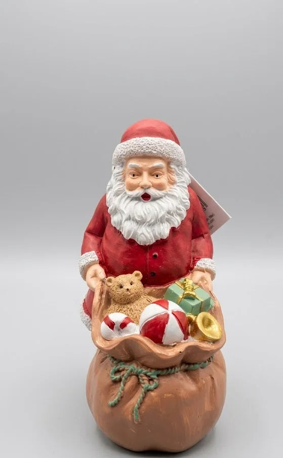 Statuina Babbo Natale in Resina con Sacco dei Doni – 14 cm - Punto Casa