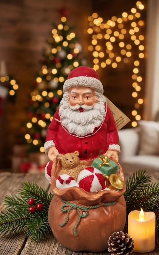 Statuina Babbo Natale in Resina con Sacco dei Doni – 14 cm - Punto Casa