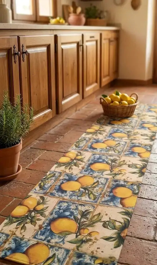 Tappeto Limoni Maiolica Mediterranea al Taglio  PVC