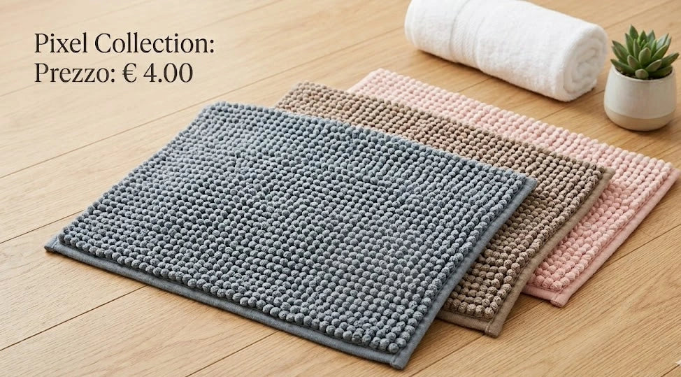 Tappeto antiscivolo 40x60 cm modello Pixel in poliestere, disponibile in 8 colori