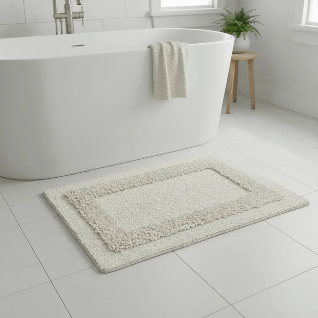 Tappeto da Bagno in Cotone 50x80 cm con Bordo Decorativo - Punto Casa