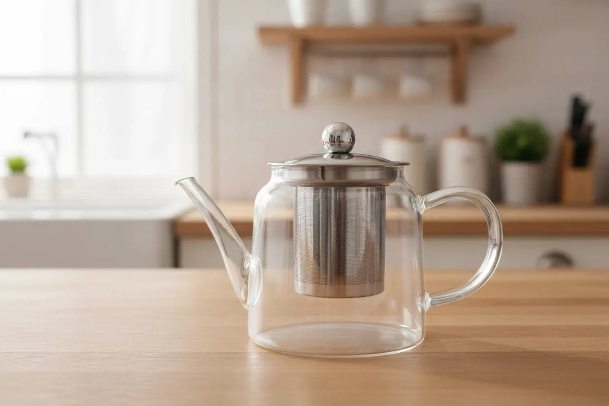 Infusore in vetro borosilicato 900ml - sfondo bianco brillante