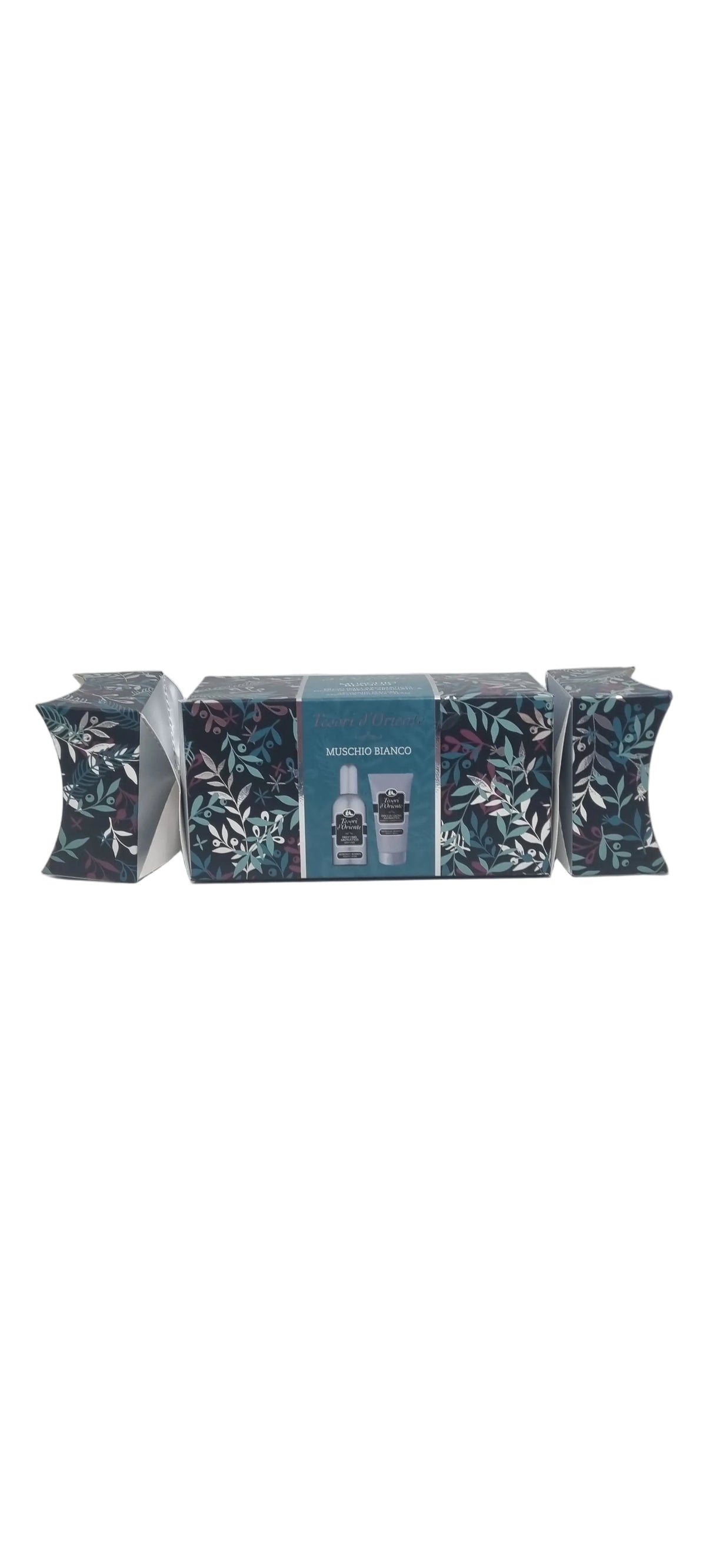 Confezione regalo Muschio Bianco con profumo e crema corpo, design floreale elegante