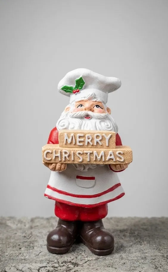 Babbo Natale Chef in Resina 15 cm – Statuina Natalizia Decorativa