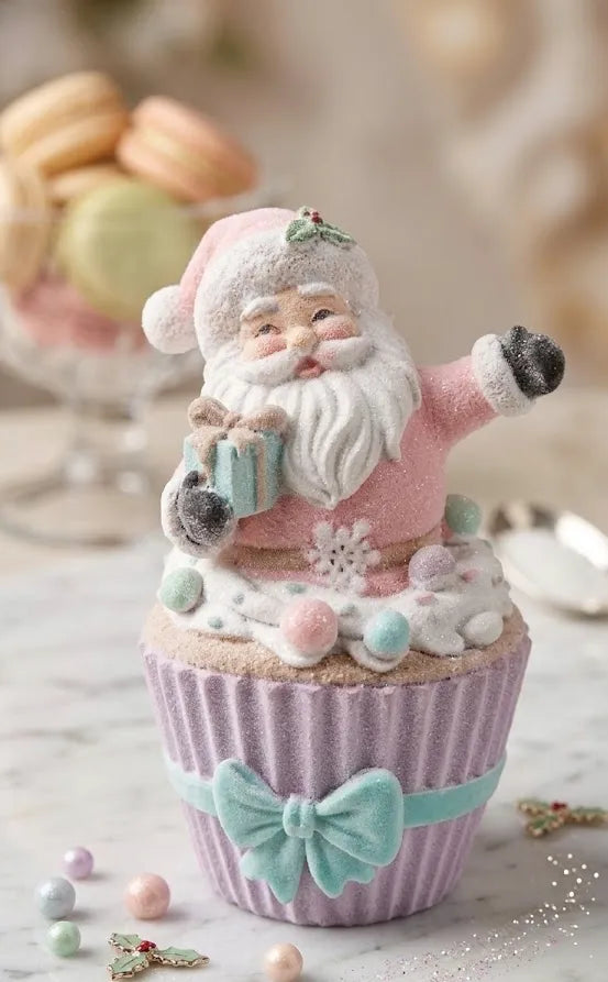 Babbo Natale Cupcake – Statuina Natalizia in Argilla Morbida