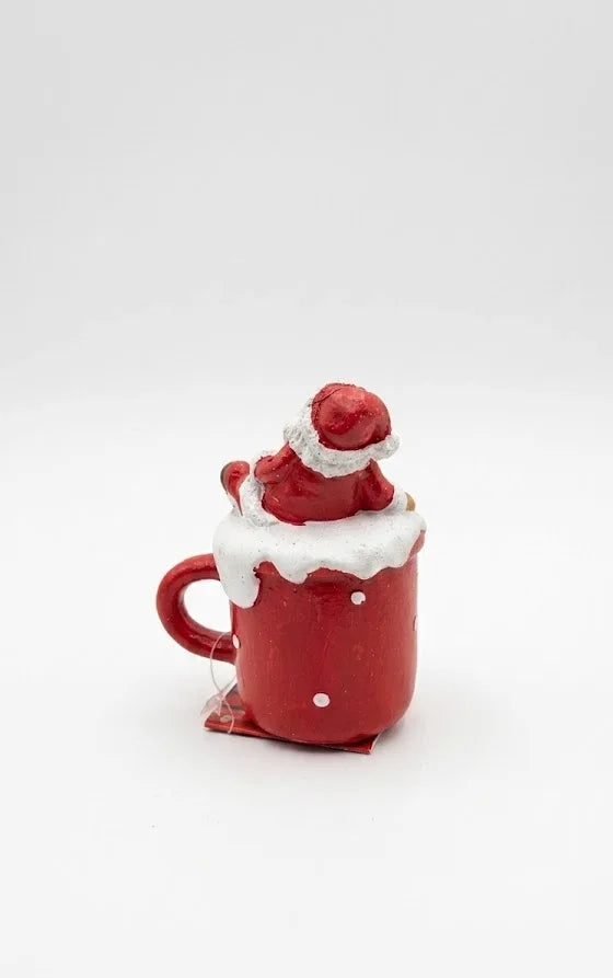 Babbo Natale nella Tazza – Statuina Natalizia in Resina