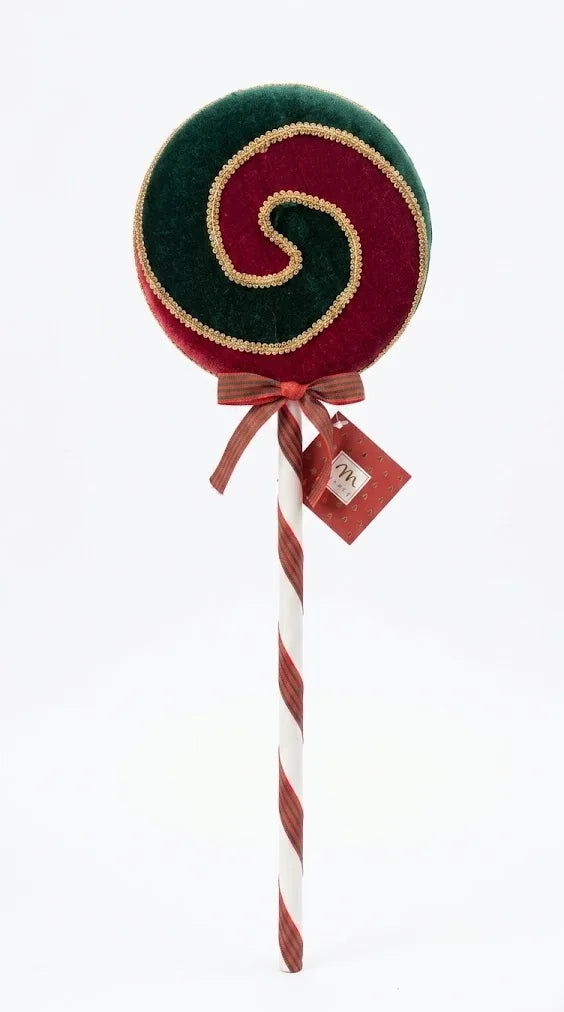 Leccalecca Decorativo Natalizio – Verde e Rosso con Spirale Dorata 39 cm