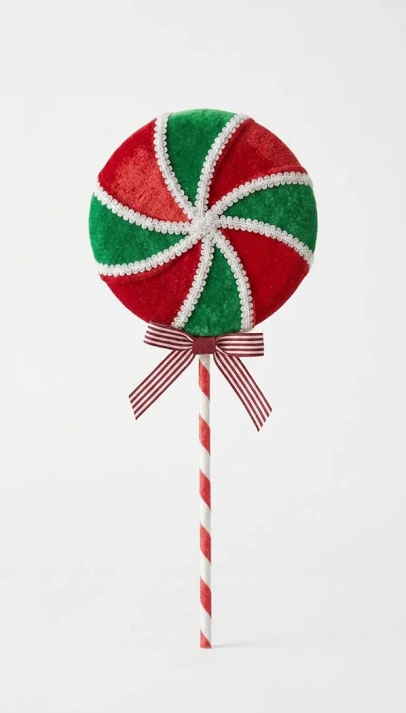 Leccalecca Decorativo Natalizio XXL – Verde e Rosso con Perline 57 cm