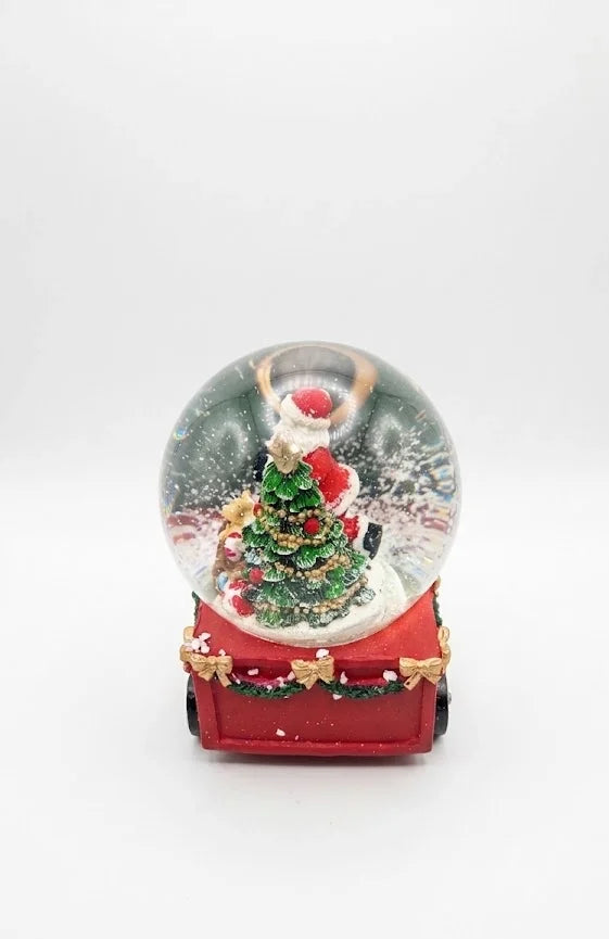 Trenino Natalizio con Palla di Neve e Carillon – Babbo Natale in Resina