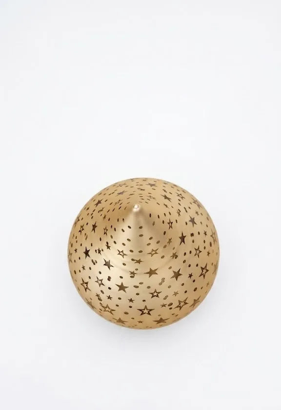 Lampada Decorativa Natalizia a Stelle – Vetro Traforato Dorato 16 cm