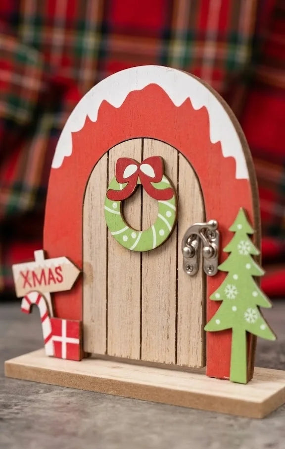 Porta degli Elfi di Natale in Legno – Decorazione Natalizia
