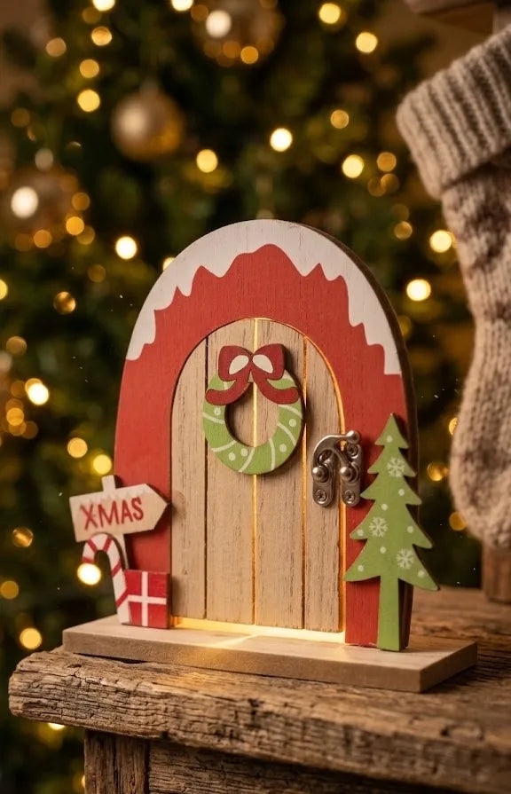 Porta degli Elfi di Natale in Legno – Decorazione Natalizia