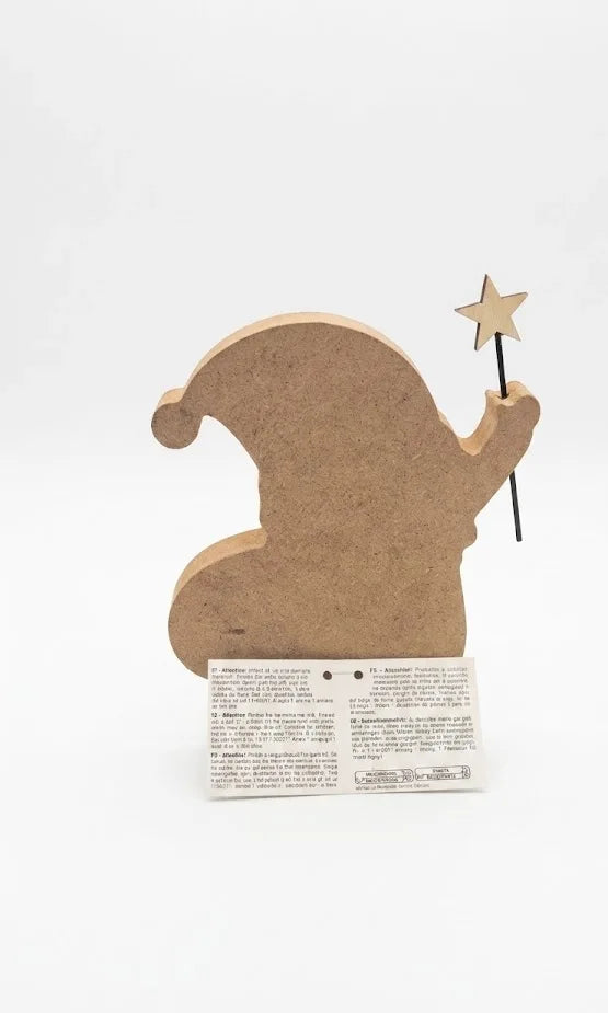 Babbo Natale in Legno con Stella – Statuina Natalizia 14 cm