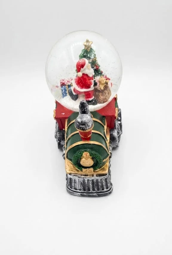 Trenino Natalizio con Palla di Neve e Carillon – Babbo Natale in Resina