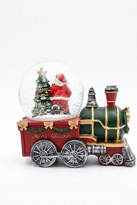Trenino Natalizio con Palla di Neve e Carillon – Babbo Natale in Resina