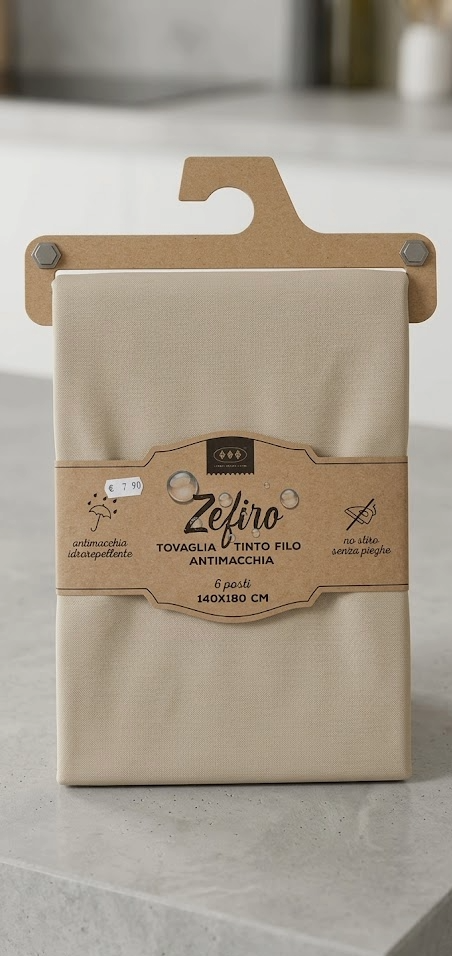 Tovaglia tinto filo antimacchia Zefiro 140x180 cm, idrorepellente e senza pieghe, ideale per cucina e tavola