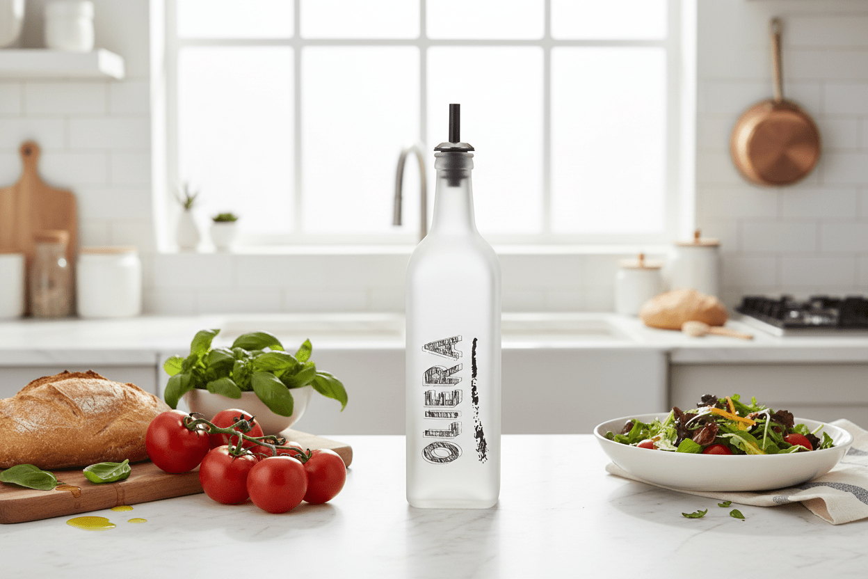 Oliera in Vetro Satinato con Beccuccio Dosatore 1L - Punto Casa
