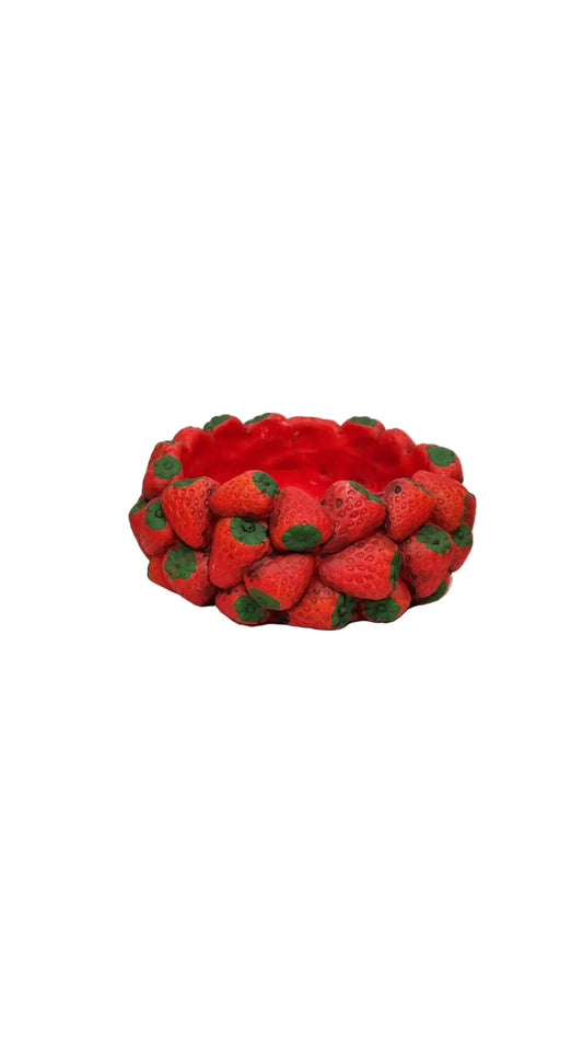 Vaso decorativo a forma di fragole, ideale per cucina o soggiorno, con dettagli realistici e colori vivaci